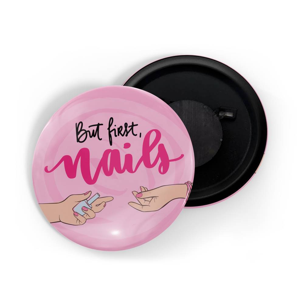 dhcrafts Fridge Magnet Pink Girl Power But First Nails D1 Glossy Finish Design Pack of 1